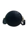 Madosh Stylish Round Crossbody Bag for Women – Small Circular Genuine Leather Purse with Adjustable Strap Black Side Shoulder Fashion Handbag